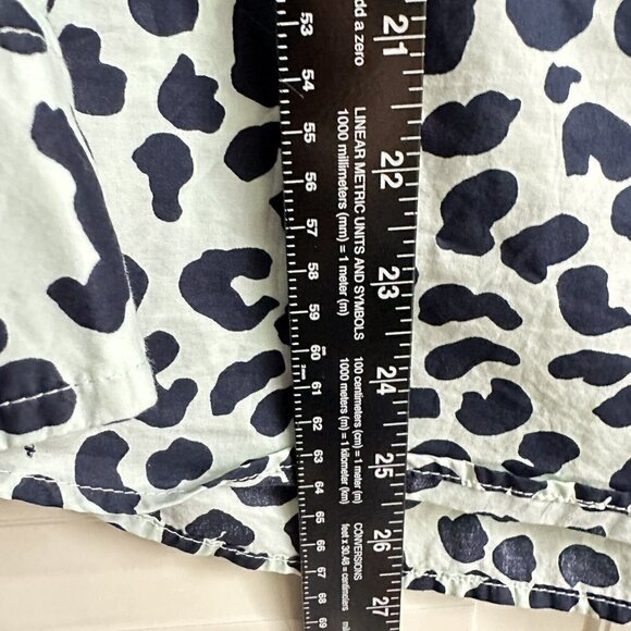 Talbots Women’s Large Leopard Print Button Front Cotton Shirt Mint Green Navy - Picture 7 of 7